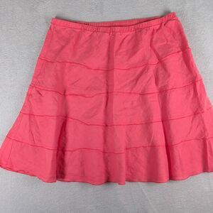 Soft Surrouondings Tiered Skirt PXL Linen Pull On Coral A-Line Boho Peasant